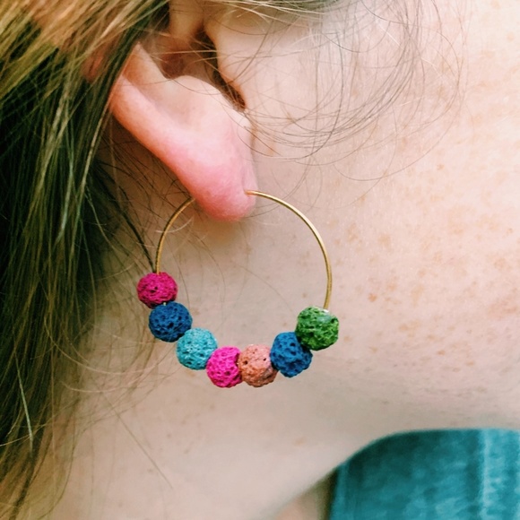 BEADED HOOP EARRINGS - Picture 2 of 2